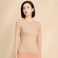 春竹 100%纯羊毛 女士羊毛衫 驼色2 圆领套衫 L 100CM