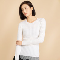  春竹 100%纯羊毛 女士羊毛衫 白色3 圆领套衫 XL 105CM