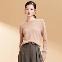  春竹 100%纯羊毛 女士羊毛衫 亮驼色 圆领套衫 M 95CM