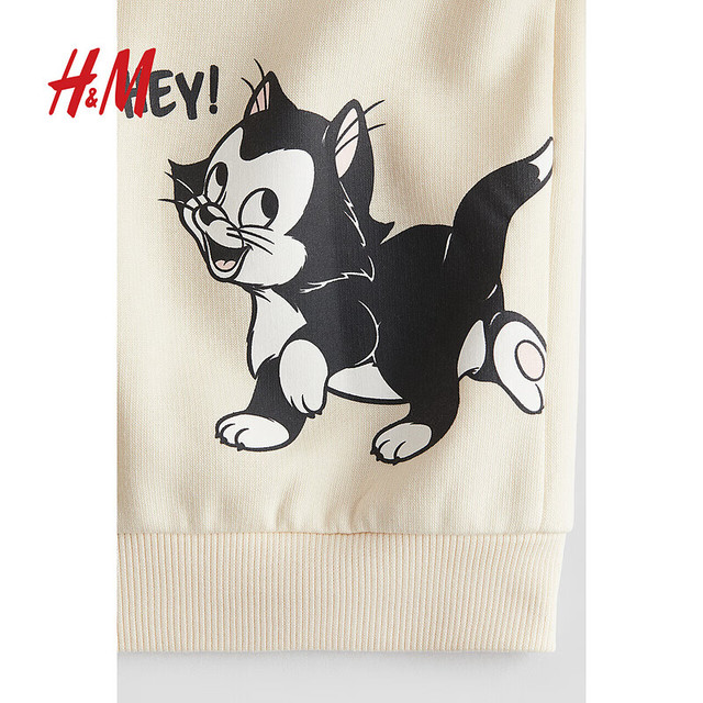 H&M 女童卫衣秋季迪士尼米奇印花柔软抓绒洋气运动衫