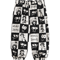 马克珍妮 marc & janie男女童垂感透气防蚊裤印花束脚裤儿童裤子宝宝夏装230568 格子猫【230568】 140