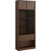  LINSY/林氏家居 整面满墙书架 书柜储物柜一体 2.4m组合|开放格书柜*2+玻璃书柜