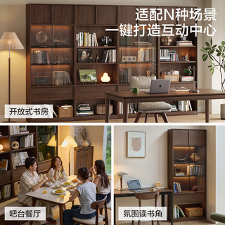  LINSY/林氏家居 整面满墙书架 书柜储物柜一体 0.8m|玻璃书柜