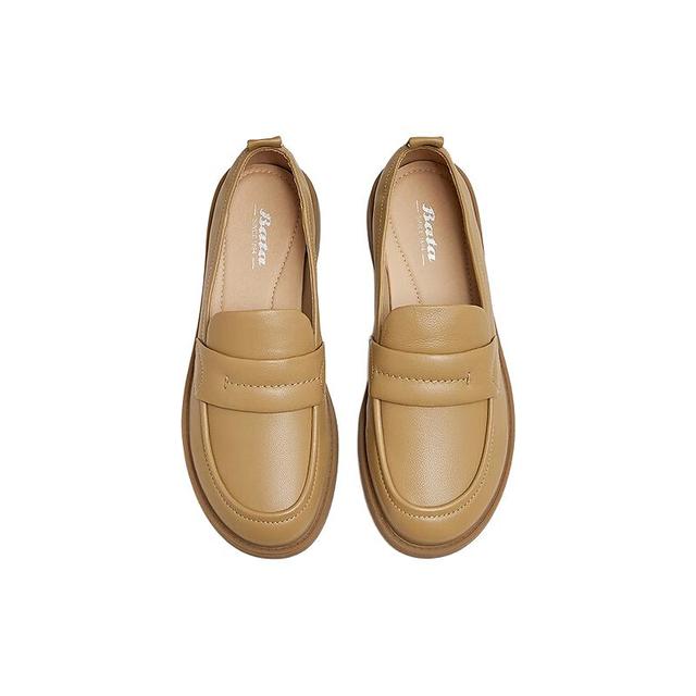Bata 【羊皮】女士乐福鞋 杏色