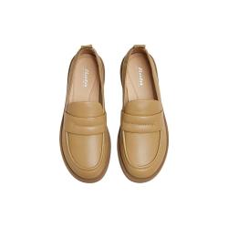Bata 羊皮 女士乐福鞋 杏色