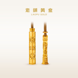 老铺黄金 新品 古法手工足金项链 · 八宝随身金佛吊坠（绳链款） 新款文殊金重约33.8g