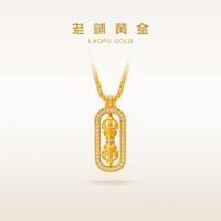 老铺黄金 古法手工足金项链 · 金刚杵（2号）钻饰吊坠（金链 · 转动款） 中号金重约13.2g