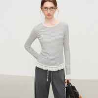  FANSILANEN/范思蓝恩 蕾丝边 女士针织T恤衫 XS