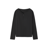  沫晗依美 V领纽扣装饰 女士T恤