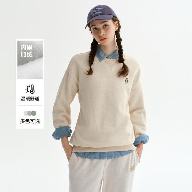 TEENIE WEENIE 加绒小熊女式卫衣休闲舒适2025秋冬舒适简约宽松气质优雅上衣