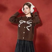 百图 小香风毛衣外套开衫女式款春秋季针织衫洋气高级感上衣小个子