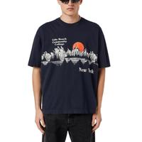 DIESEL 落日风景图案 字母印花舒适休闲短袖T恤 男款