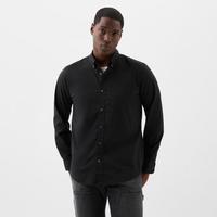 Gap 男装2025春秋款基础款素色翻领长袖衬衫常规上衣美版750552