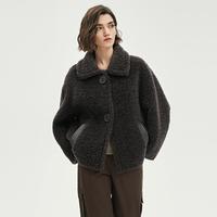 BADGLEY MISCHKA 羊羔毛外套女时尚小方领皮草上衣女秋冬