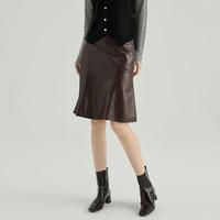 BADGLEY MISCHKA 皮裙女A子半裙高端轻奢半截裙秋冬新款+腰带