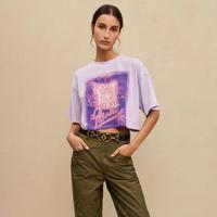 限尺码：maje 冬季女装时尚洋气纯棉宽松短款印花T恤衫上衣短袖