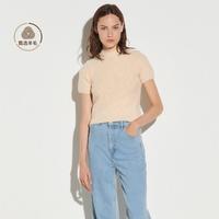 限尺码：Sandro 冬季短款短袖修身简约bm风针织衫小上衣软糯亲子装