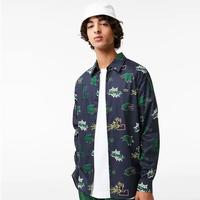 LACOSTE 男装 Holiday系列纯棉满印logo长袖衬衫男士上衣百搭