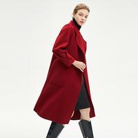 BADGLEY MISCHKA 时尚宽松H型中长款呢大衣女羊毛外套秋冬