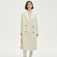 BADGLEY MISCHKA 毛呢外套女秋冬西装领亮片设中长款羊毛大衣外套