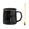 几物森林 大容量 陶瓷马克杯 盖  黑色金边