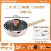 移动端、88VIP：苏泊尔 轻量火红点不粘煎锅平底加深煎炒锅多功能家用燃气电磁通用