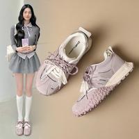 则则 内增高真皮垫运动鞋子女小白鞋秋季德训鞋女休闲鞋