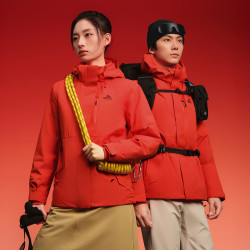 伯希和 山野三合一羽绒冲锋衣鹅绒保暖防风防水登山服外套 男款 红 L