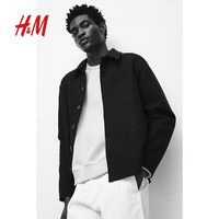 H&M 男士衬衫2024秋标准版型羊毛混纺外套式衬衫1240965 海军蓝 170/92 S