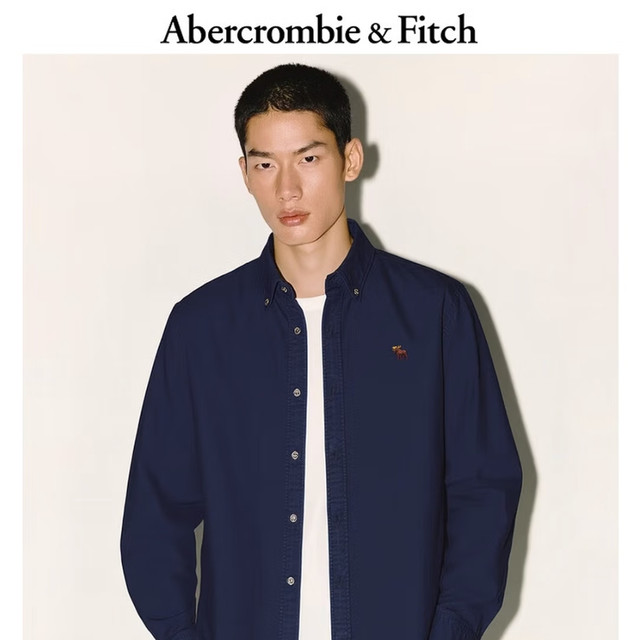 今日必买、PLUS会员：Abercrombie & Fitch 小麋鹿刺绣 美式棉混纺牛津长袖衬衫 KI125-5224