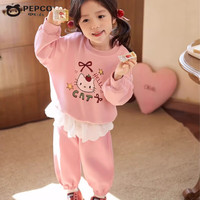  PEPCO/小猪班纳 可爱卡通印花 女童卫衣套装 MTH【猫咪】套装-粉色 150 (身高135-145cm)