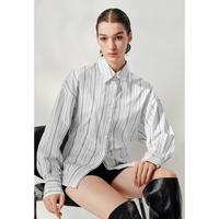 UR UR2025 女士休闲撞色条纹收腰开襟衬衫 UWH250157