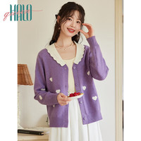 Halo Queen 女娃娃领爱心图案针织开衫 H143Z1003