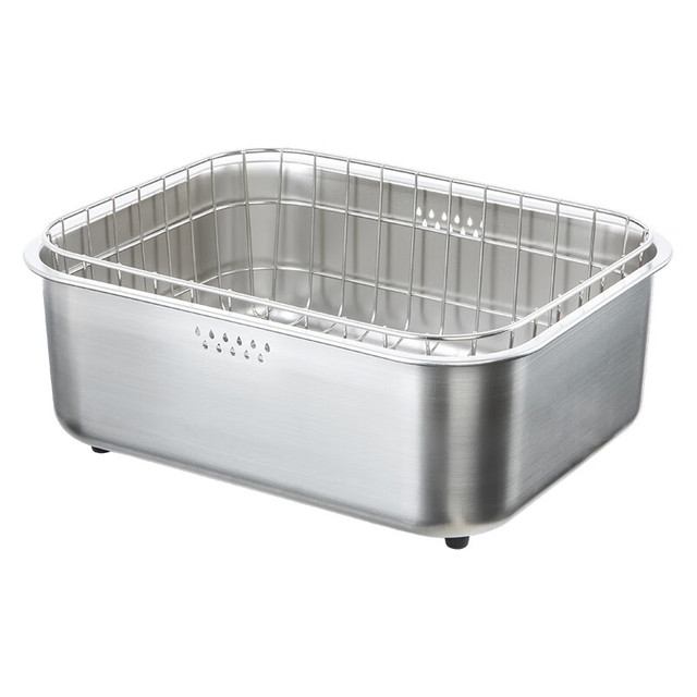 霜山 304不锈钢 洗碗盆+沥水篮套装