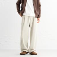 太平鸟 男装春季款阔腿宽松肌理长裤明线通勤运动男式休闲裤