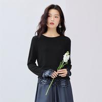 GIORDANO/佐丹奴 假两件拼接设计 女士针织长袖T恤