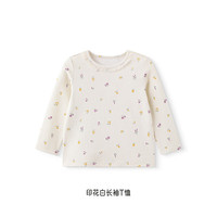 英氏 儿童T恤春秋季长袖 印花白长袖T恤