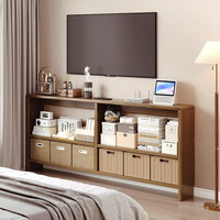 锦需 实木床尾置物架卧室床边极窄长条夹缝隙收纳柜子靠墙边细长小窄桌100x15x87cm 浅胡桃色