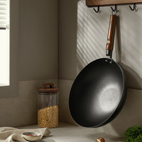 康巴赫 平底煎锅 锤纹无涂层 防粘炒菜锅 精铁炒锅 30cm