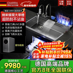 CIARRA 集成水槽洗碗机一体纳米蜂窝大单槽洗菜盆14套上下分层消毒碗柜石墨烯烘干