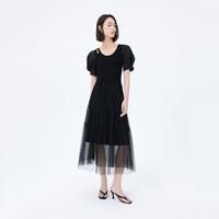 限尺码：LILY 女士初秋镂空水滴领修身显瘦网纱连衣裙