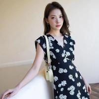 LILY 初秋垂坠感天丝含真丝印花中长款连衣裙