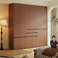 健康民居 衣柜卧室胡桃色千山板材环保可定制木家具收纳储物组合大柜子