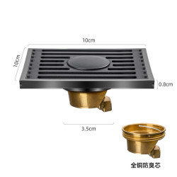 梵百越 移位超薄款地漏加厚不锈钢枪灰厨房卫生间排水管阳台专用防臭铜芯 超薄双用地漏铜芯 0.8