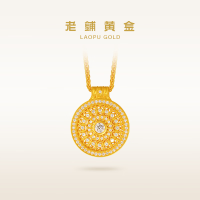 老铺黄金 古法手工足金项链 · 八宝随身金佛钻饰吊坠（金链款） 大势至金重约35.2g