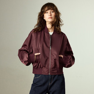 TOYOUTH/初语 复古光泽感 女士棒球服 酱紫色 XL