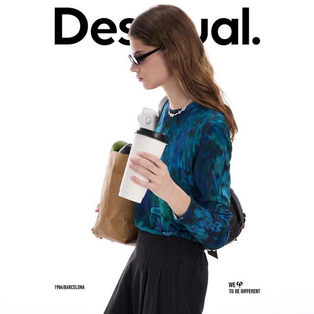 Desigual 26春夏新品花卉印花圆领长袖女式针织衫