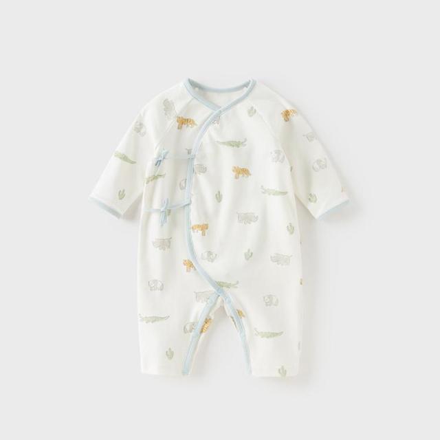 戴维贝拉 儿童连体衣春秋宝宝婴儿爬服印花哈衣新生儿衣服