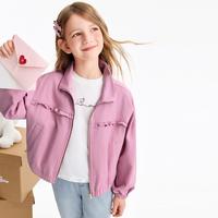 安奈儿 童装女童仿牛仔短款夹克外套2026春新款时尚甜美休闲
