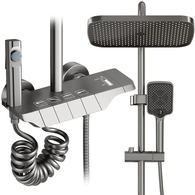 九牧 花洒同款淋浴套装 增压花洒喷头 枪灰色冷热多档出水